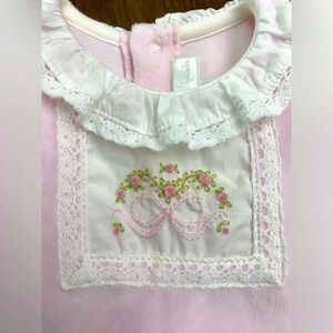 Baby Threads brand, Soft velvet baby girl embroidered romper